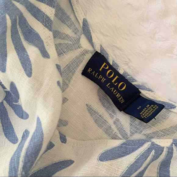 New $398 Ralph Lauren 100% Linen Long Floral Maxi Dress White Blue Size 2 - Picture 6 of 12